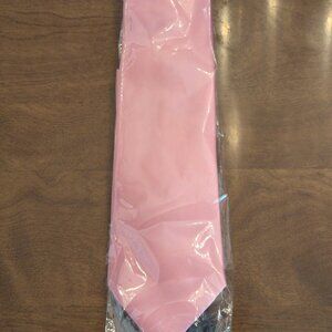 Paul Malone Men’s Silk Tie & Pocket Square Set – Solid Pink – New